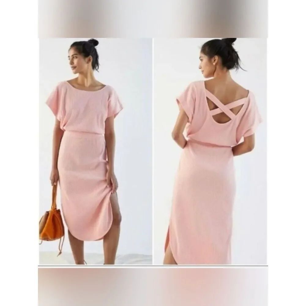 Anthropologie Daily Practice Casual Ribbed Dolman Sleeve Midi Dress Size XS